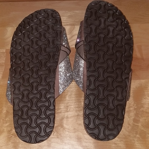 London Rag Gemma Rhinestone Cork Slide Sandal - Picture 2 of 4